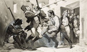 William Scoresby flygter fra spansk fængsel (gouache på papir)