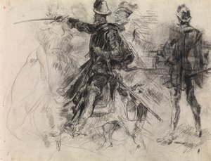 Don Quixote (sort kridt på papir) af James Ensor