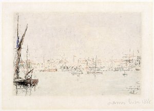 Udsigt over havnen i Oostende af James Ensor