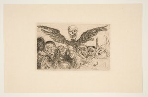 Les septs p?ch?s capitaux domin?s par la mort (De syv dødssynder domineret af døden), fra porteføljen Les p?ch?s capitaux (Dødssynderne) af James Ensor