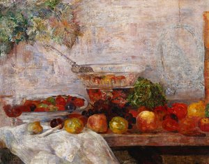 Stilleben med en papegøje; Natur Morte au Perroquet af James Ensor