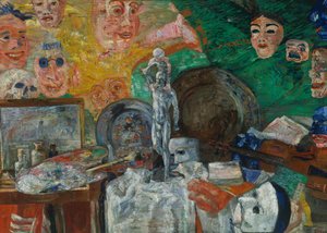 Stilleben i atelieret eller Attributes of the Arts af James Ensor