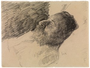 Kunstnerens far i døden (farveblyant på papir) af James Ensor