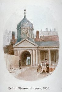 Porten til det gamle British Museum Montague House, Bloomsbury, London, 1850.