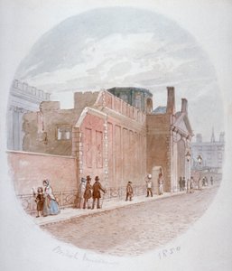 Del af en mur på det gamle British Museum, Bloomsbury, London, 1850