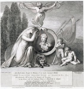 Ikonisk tegning til minde om vores afdøde helt Lord Viscount Horatio Nelson (1758-1805) af James Fittler