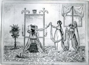 En dame der tager sin hat på, 1795 af James Gillray