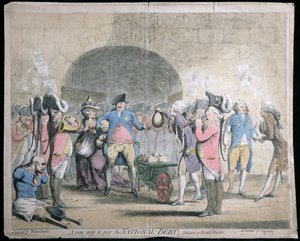 A New Way to Pay the National Debt, udgivet af W. Holland i 1786 (håndkoloreret radering og gravering)