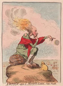 En heks på en bjergkant; vide; Fuzelli, pub. 1791 (håndfarvet gravering)