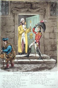 Et tip til unge officerer, udgivet af Hannah Humphrey i 1804 (håndfarvet radering) af James Gillray