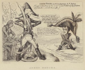 Væbnede helte: Den britiske premierminister Henry Addington konfronterer Napoleon og truslen om en fransk invasion, 1803 af James Gillray