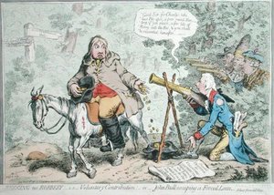 Begging no Robbery: dvs. frivilligt bidrag, eller John Bull undslipper et tvungen lån, udgivet af Hannah Humphrey i 1796 (håndfarvet radering) af James Gillray