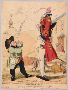 Bombardinian, konfererer om statsanliggender med en i embedet, pub. 1779 (håndfarvet gravering)