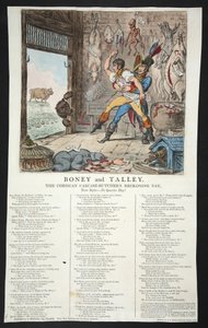 Boney og Talley, The Corsican Carcase-Butchers Reckoning Day - No Quarter Day!, pb. 1803 (håndfarvet gravering)