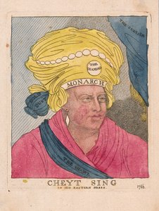 Cheyt Sing in his Eastern Dress, pub. 1786 (håndfarvet gravering)