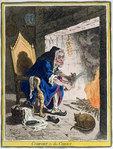Comfort to the Corns, udgivet af Hannah Humphrey i 1800 (håndfarvet radering)