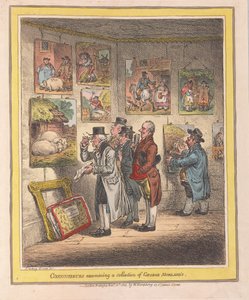 Kendere undersøger en samling af George Morlands, pub. 1807 (håndfarvet gravering)