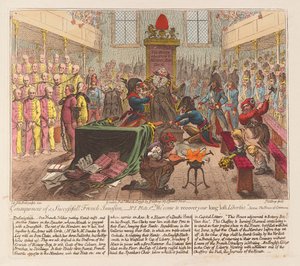 Konsekvenser af en vellykket fransk invasionspub. 1798 (håndfarvet gravering)