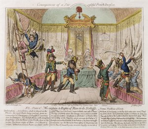 Konsekvenser af en succesfuld fransk invasion, eller Vi forklarer de menneskelige rettigheder til adelen af James Gillray