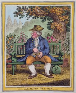 Delicious Weather, udgivet af Hannah Humphrey i 1808 (håndfarvet radering)