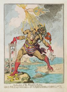 "Destruktion af den franske kolos", udgivet af Hannah Humphrey af James Gillray