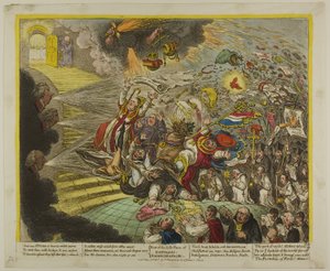 Slut på den irske farce om katolsk frigørelse af James Gillray