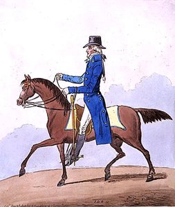 Equestrian Elegance, eller A Noble Scot, metamorfoseret, udgivet af Hannah Humphrey i 1803 (håndfarvet radering) af James Gillray