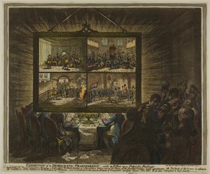 Udstilling af en demokratisk gennemsigtighed med dens virkning på patriotiske følelser af James Gillray