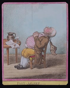 Fast Asleep, udgivet af Hannah Humphrey i 1806 (håndfarvet radering) (se også 189789)