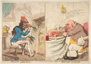 Fransk frihed - britisk slaveri, 21. december 1792. af James Gillray