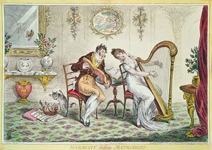 Harmony before Matrimony, 1805 (farvegravering) af James Gillray