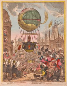 Han styrer sin Flight, pub. 1810 (håndfarvet gravering)