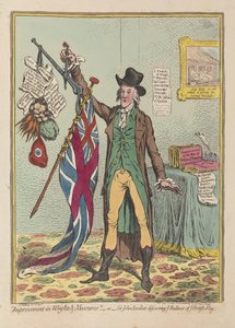 Forbedringer i vægt og mål eller Sir John Seeclear opdager enhver balance i hvert eneste britisk flag, pub. 1798 (håndfarvet gravering)