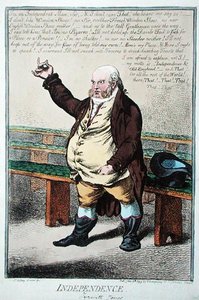 Independence, eller Tyrwhitt Jones, udgivet af Hannah Humphrey i 1799 (håndfarvet radering) af James Gillray