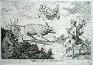 John Bull Triumphant, udgivet af William Humphrey i 1780 (radering) af James Gillray