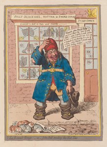 La Bonnet Rouge eller John Bull unddrager sig Hat Tax, pub. 1797 (hånd farvet gravering) af James Gillray