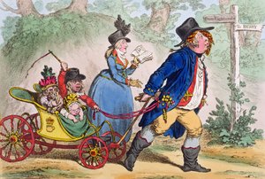 La Promenade en Famille, eller en skitse fra livet, udgivet af Hannah Humphrey i 1797 (håndfarvet radering)