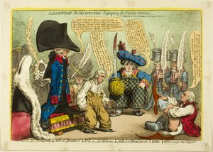 Liliput-erstatninger, udrustning til offentlig tjeneste af James Gillray