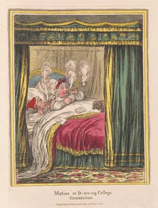 Matins and D-wn-ng College, Cambridge, pub. 1810 (håndfarvet gravering)