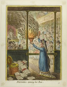 Pandora åbner sin æske af James Gillray