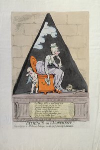 Patience on a Monument, udgivet af Hannah Humphrey i 1791 (håndfarvet radering)