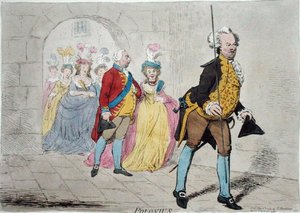 Polonius, udgivet af Hannah Humphrey i 1795 (håndfarvet radering) af James Gillray