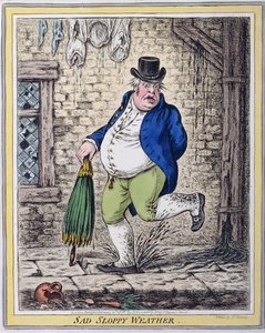 Sad Sloppy Weather, udgivet af Hannah Humphrey i 1808 (håndfarvet radering)