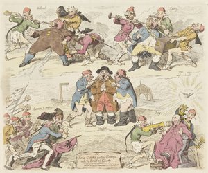 Sans-culottes fodrer Europa med frihedens brød, 1793 Sans-culottes, der fodrer Europa med Frihedens Brød (titel på objektet) af James Gillray