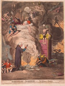 Shakespeare ofret eller Offering of Avarice, pub. 1789 (håndfarvet gravering)