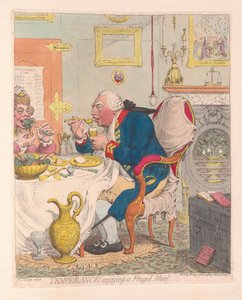 Temeprance nyder et sparsomt måltid, pub. 1792 (håndkoloreret gravering)