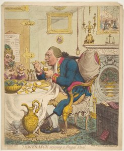 Afholdenhed nyder et sparsomt måltid, 28. juli 1792. af James Gillray