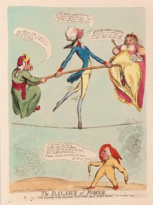 The Balance of Power eller The Posterity of the Immortal Chatham, bliver Posture Master, pub. 1791 (håndfarvet gravering)