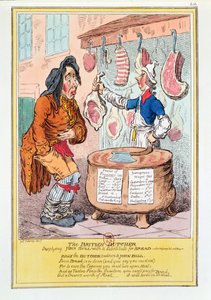"Den britiske slagter, der forsyner John Bull med en erstatning for brød", 1795