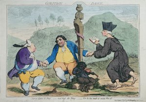 The Coalition-Dance, udgivet af William Humphrey i 1783 (håndfarvet radering)